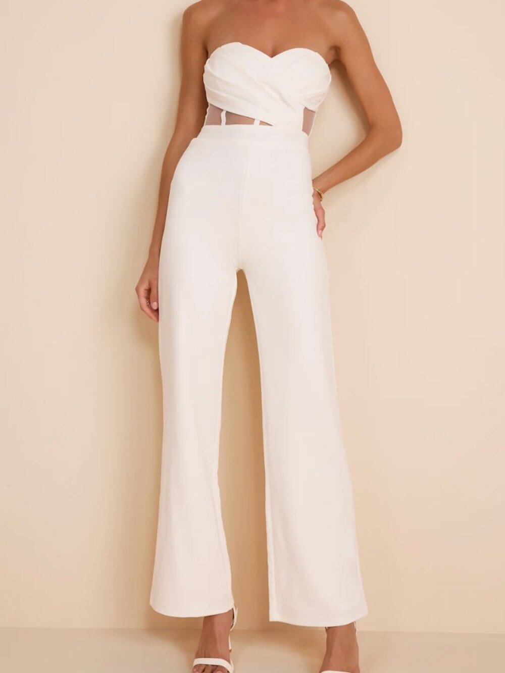 White Jumpsuit Romper, Bridal After Party/Bachelorette - Lulus Ivory Bustier NWT